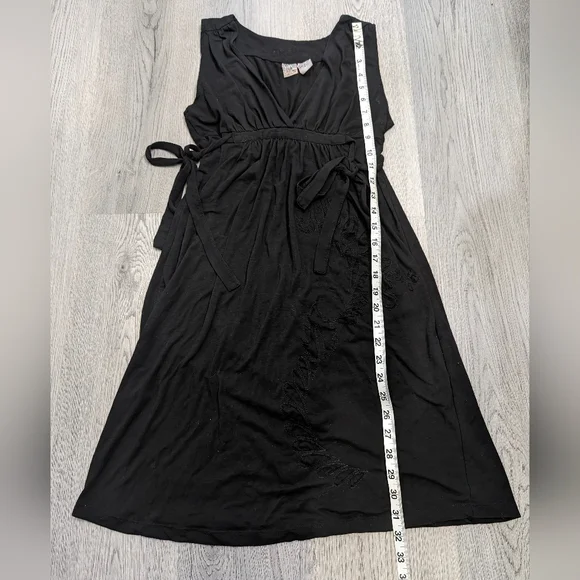 Billabong Retro Y2K Black wrap dress patchwork design Size Large Goth Alt - Picture 7 of 7